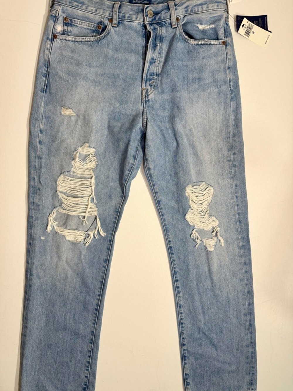 Polo by Ralph Lauren Light Blue Distressed Slim Straight Jeans